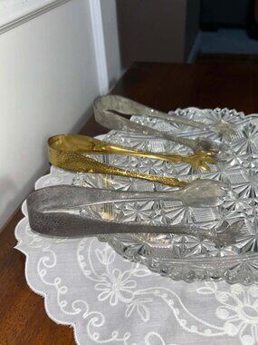 Lot of 3 Vintage Hammered Metal Bird Claw Ice Sugar Tongs